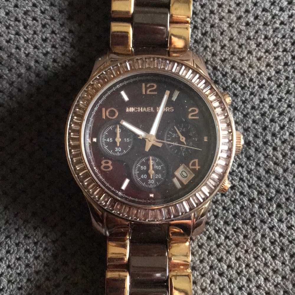Michaels Kors Brown and Rose Gold Watch